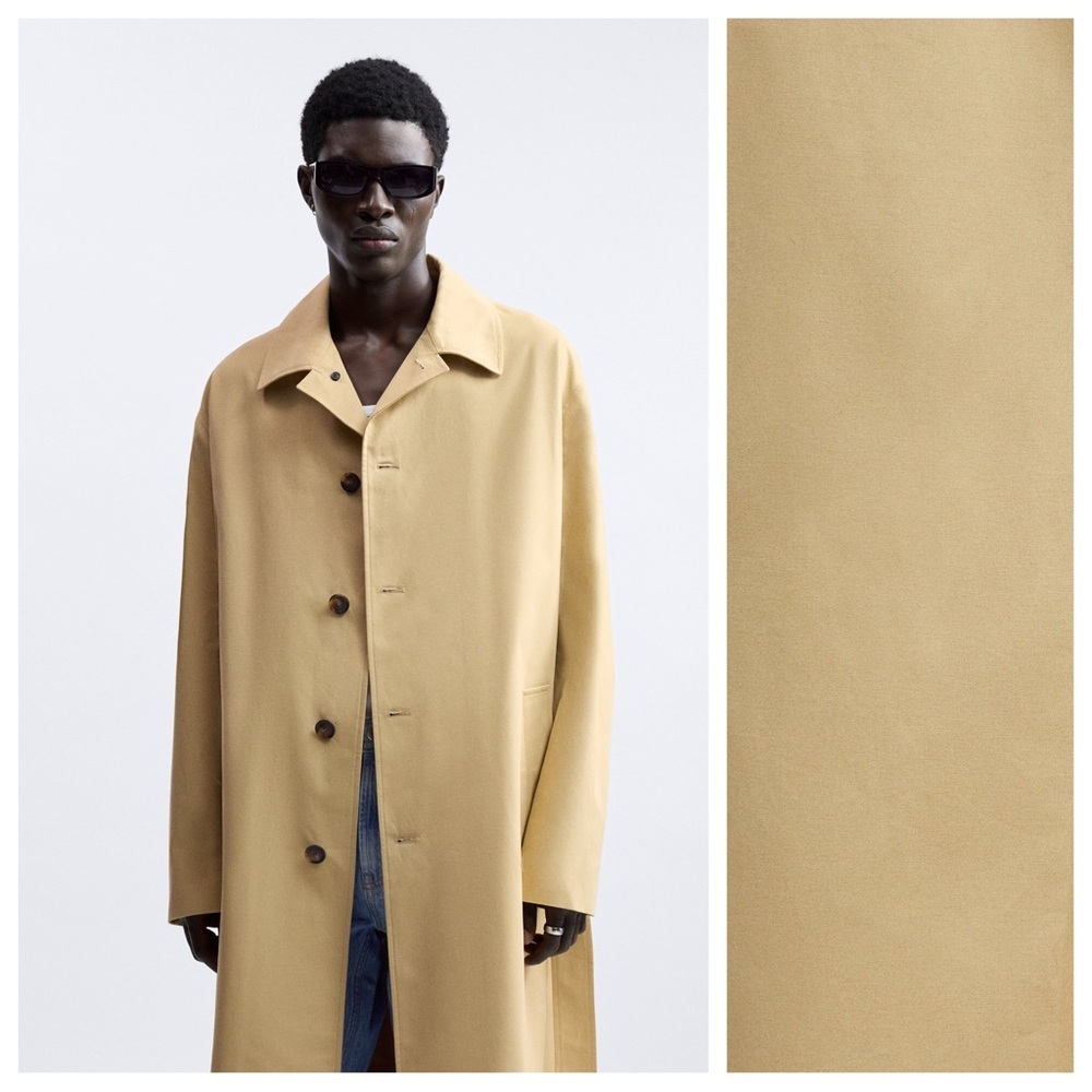 NWT. Zara Men Limited Edition Light Tan Oversized Trench Coat. Size M. - Picture 2 of 12